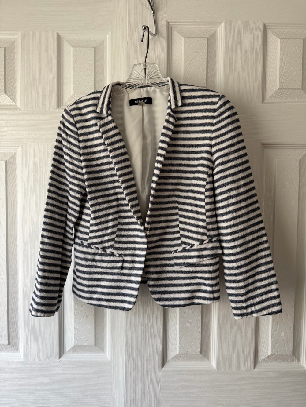 Nine West Black and White Striped Blazer